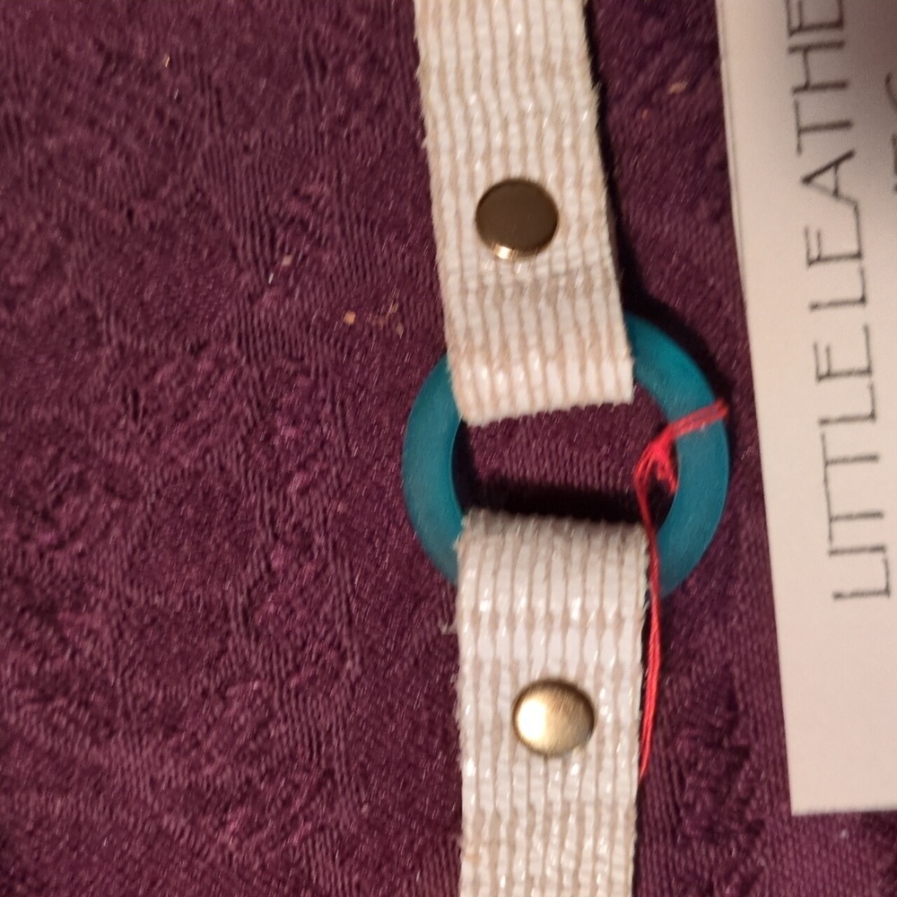 Handmade Genuine Leather Karma Circle Bracelet Aqua Sea Glass Gold - Picture 7 of 8